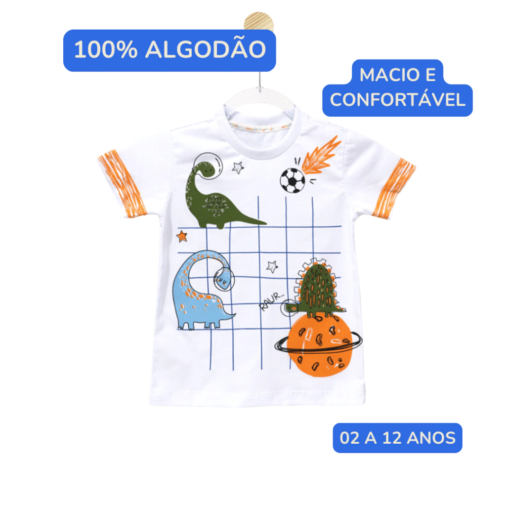 Holila | Camiseta Infantil Menino 100% Algodão | Intergalácticos | Confortável, vista 2