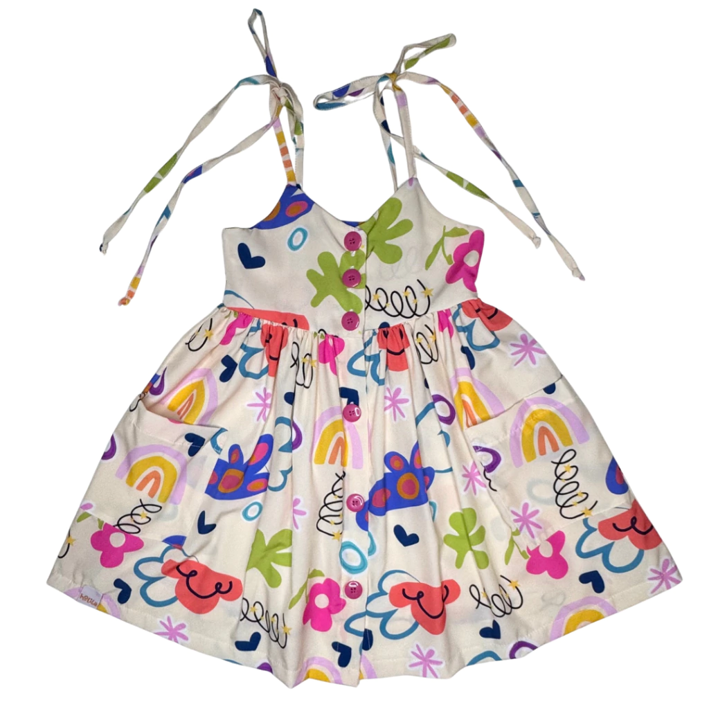 Holila | Vestido Infantil Menina | Estampa Lúdica | Fadinha do Arco-Íris, vista 1